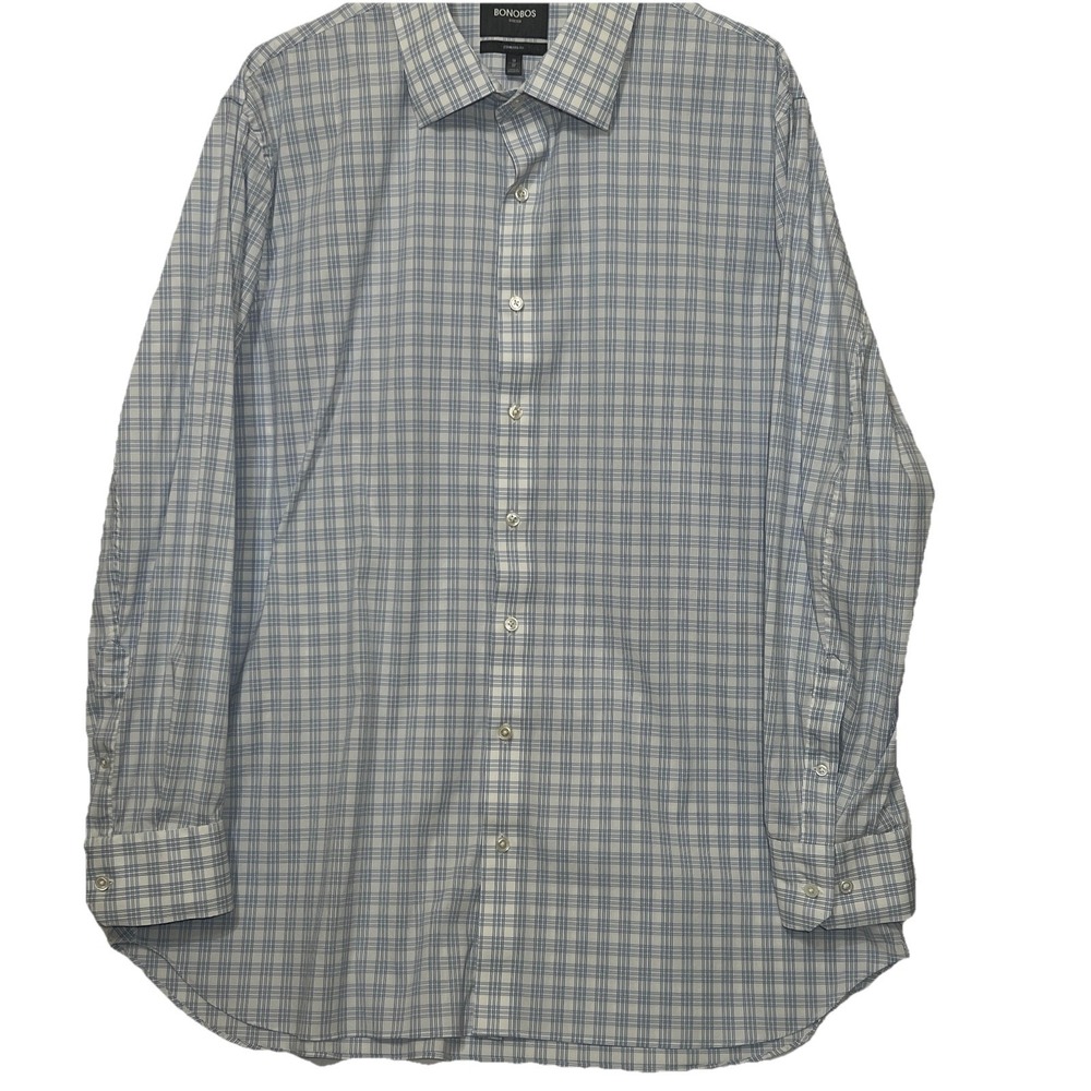 Bonobos Long Sleeve Dress Shirt Mens 19 Stretch Standard Fit Button Striped